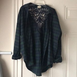Lace back flannel